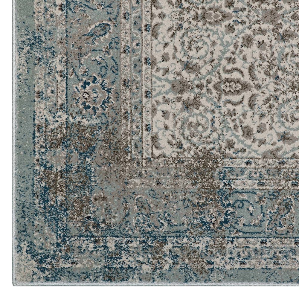 Dilys Distressed Vintage Floral Lattice 5x8 Area Rug. Picture 2