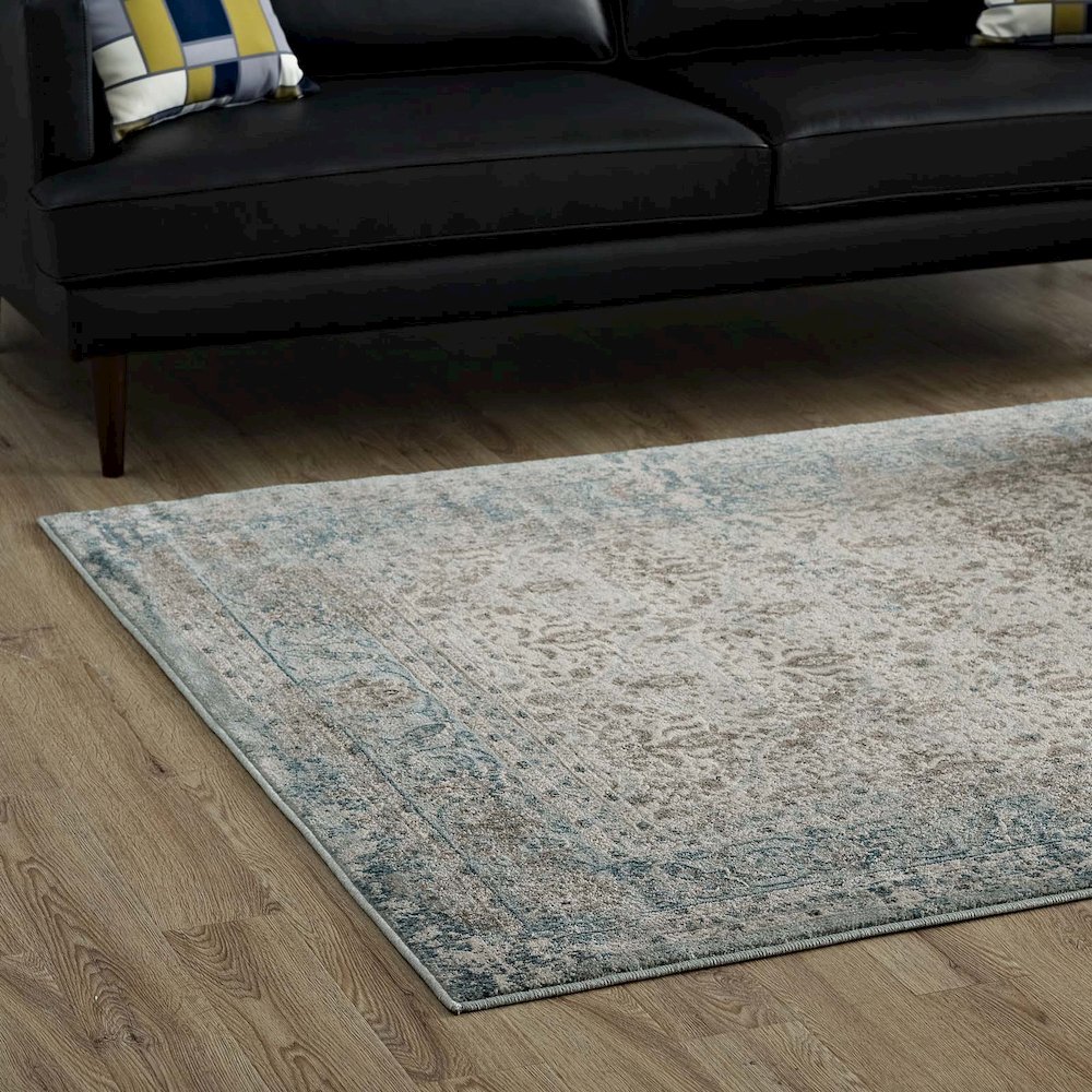 Dilys Distressed Vintage Floral Lattice 5x8 Area Rug. Picture 7
