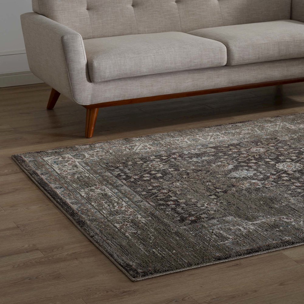 Berit Distressed Vintage Floral Lattice 5x8 Area Rug. Picture 7