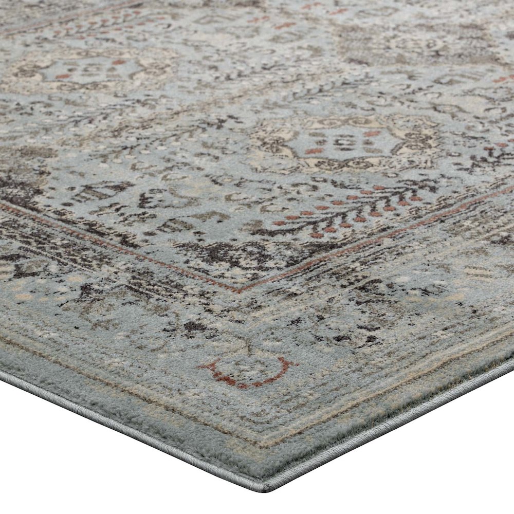 Enye Distressed Vintage Floral Lattice 5x8 Area Rug. Picture 3