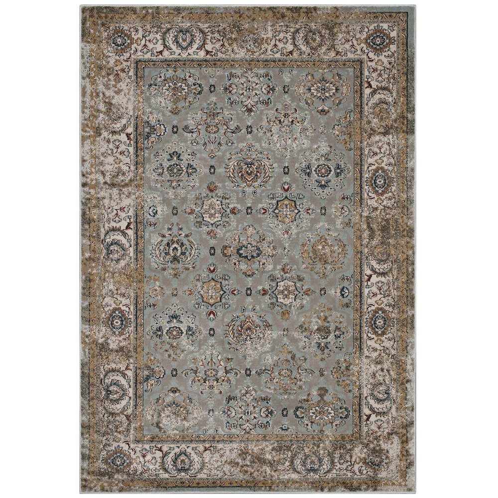 Hisa Distressed Vintage Floral Lattice 5x8 Area Rug. Picture 1