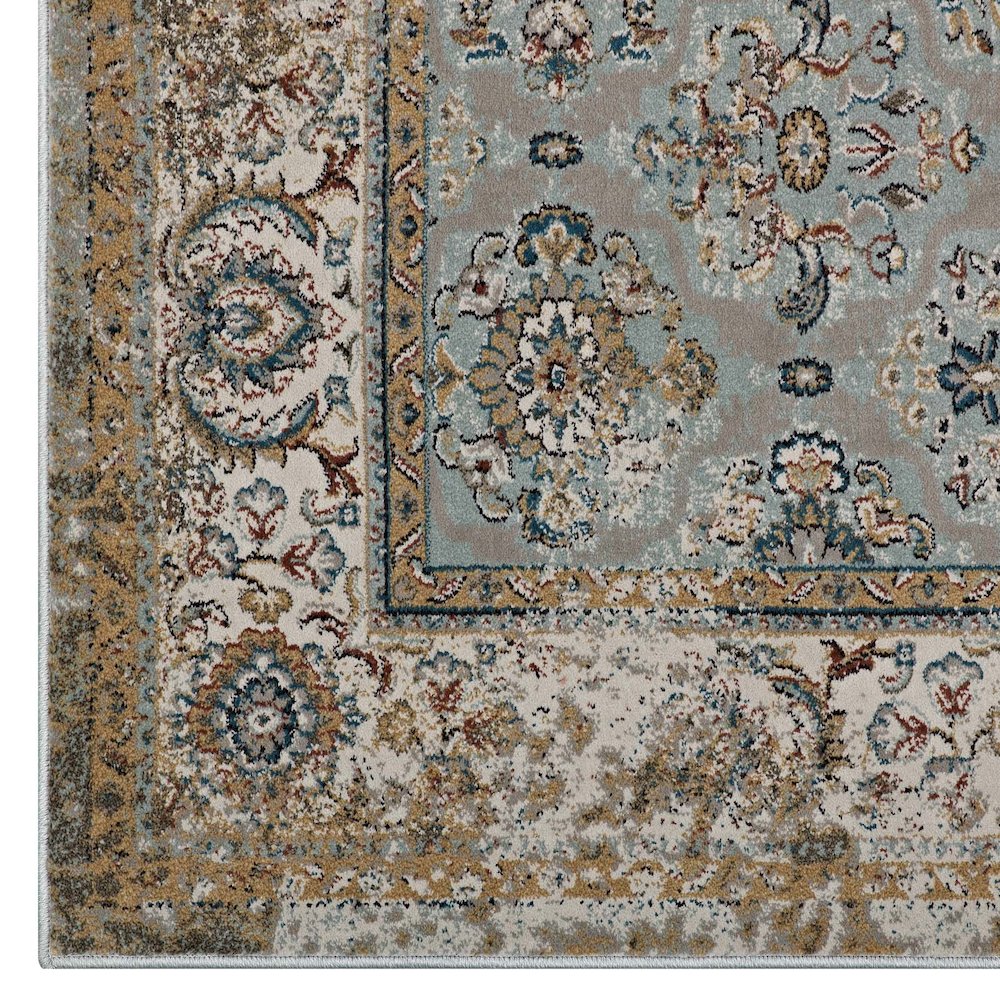 Hisa Distressed Vintage Floral Lattice 5x8 Area Rug. Picture 2