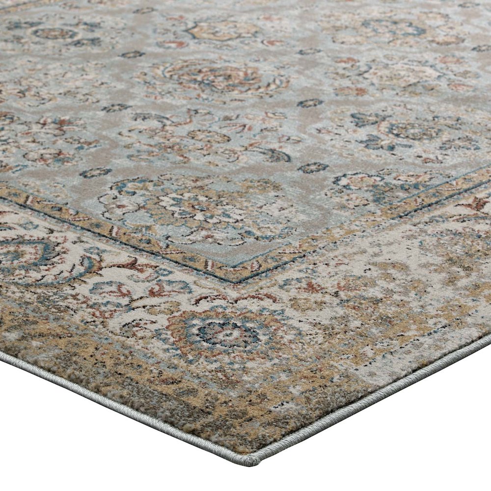 Hisa Distressed Vintage Floral Lattice 5x8 Area Rug. Picture 3