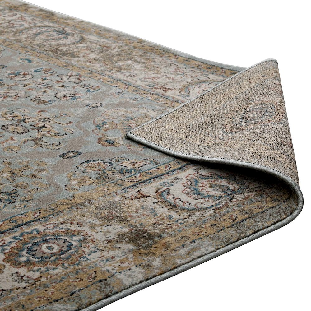Hisa Distressed Vintage Floral Lattice 5x8 Area Rug. Picture 4