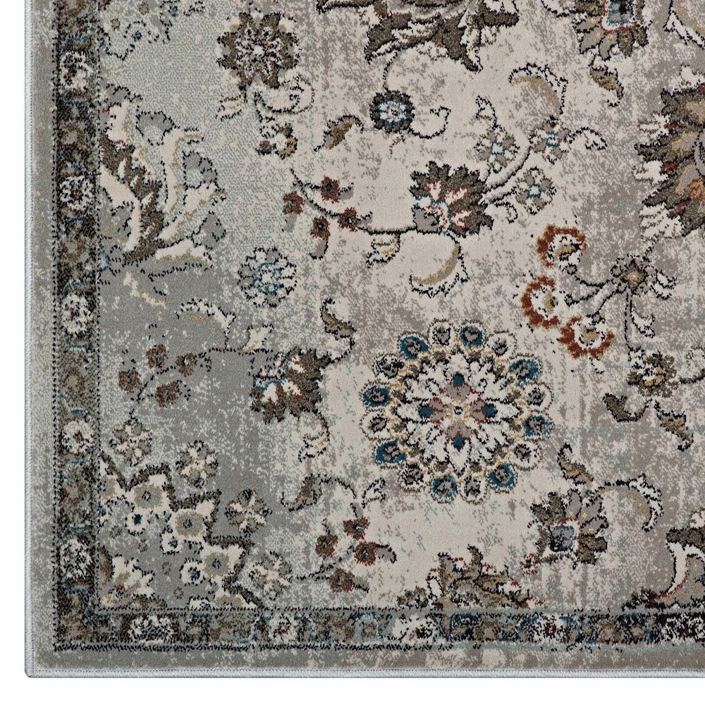 Hana Distressed Vintage Floral Lattice 5x8 Area Rug. Picture 2
