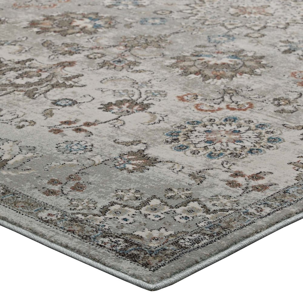 Hana Distressed Vintage Floral Lattice 5x8 Area Rug. Picture 3