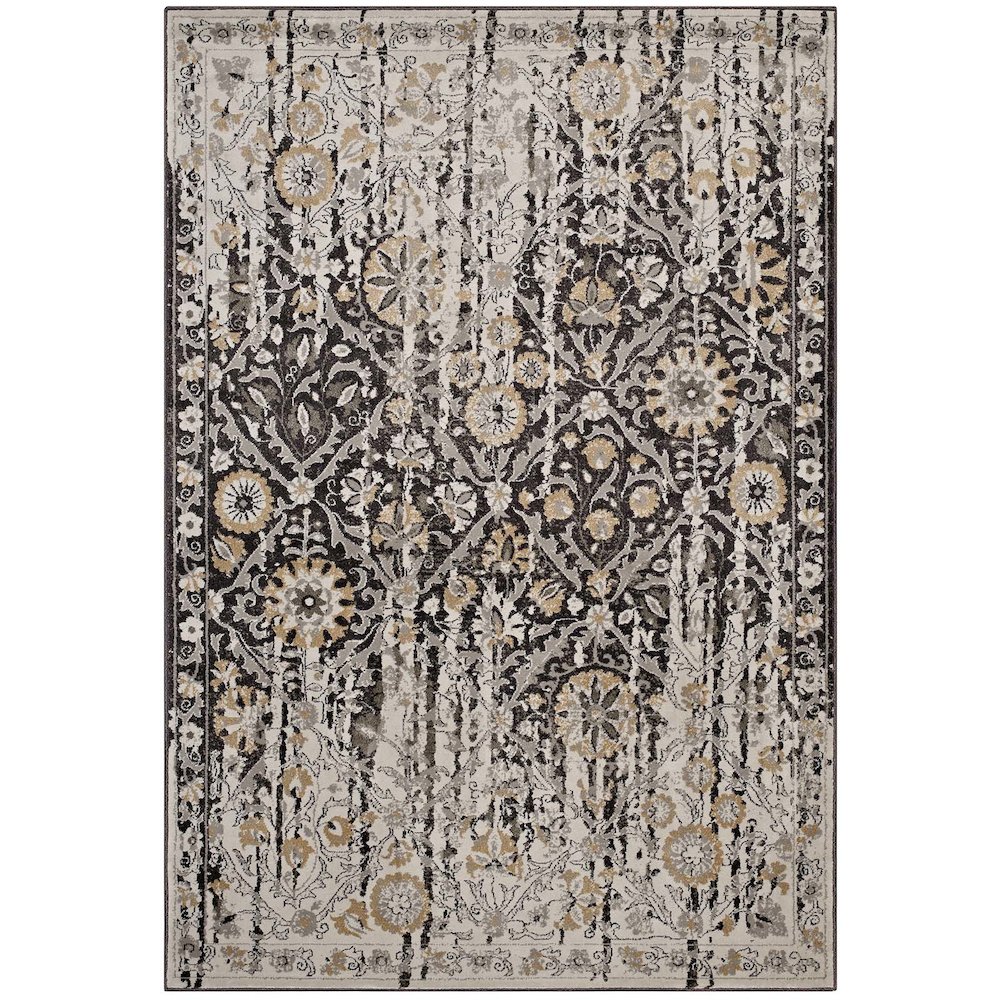 Ganesa Distressed Diamond Floral Lattice 5x8 Area Rug. Picture 1