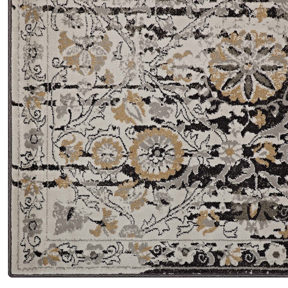 Ganesa Distressed Diamond Floral Lattice 5x8 Area Rug. Picture 2