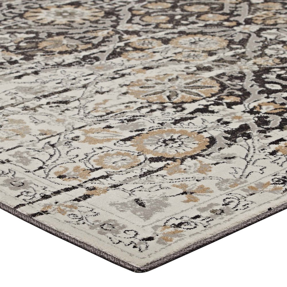 Ganesa Distressed Diamond Floral Lattice 5x8 Area Rug. Picture 3