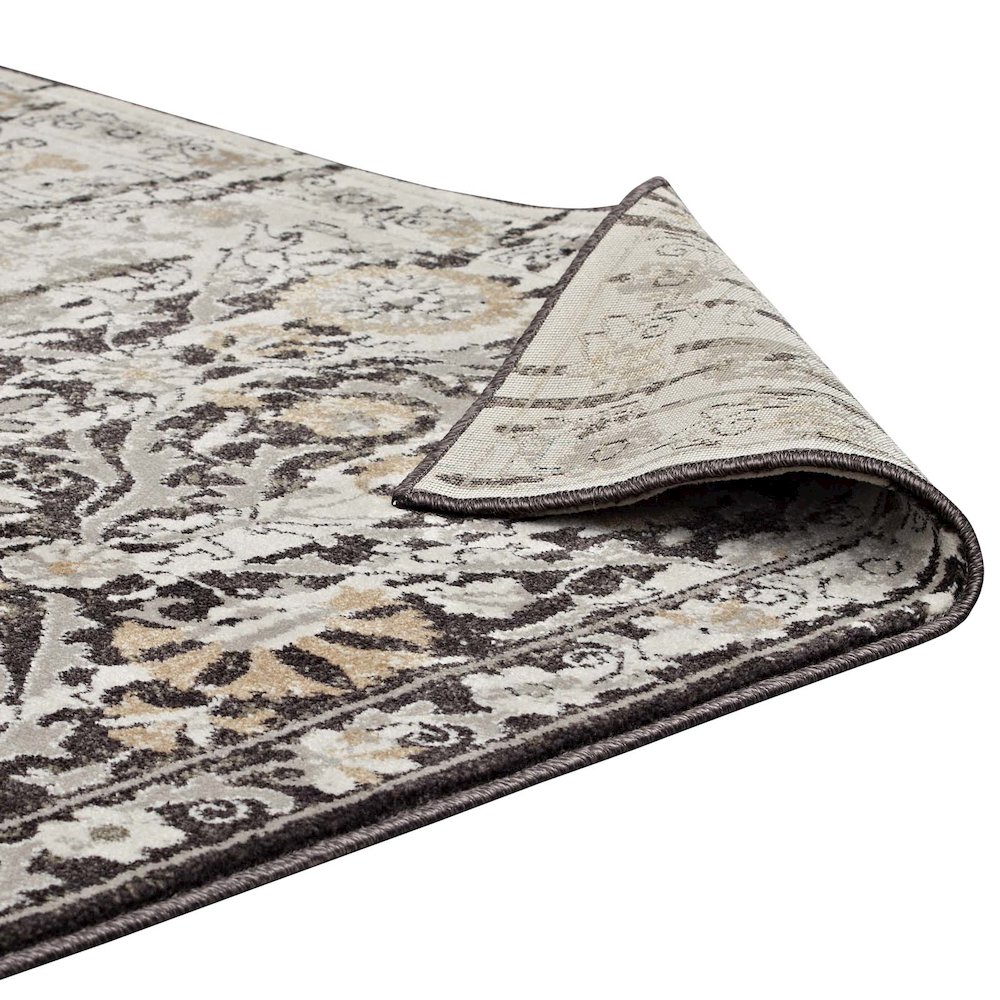 Ganesa Distressed Diamond Floral Lattice 5x8 Area Rug. Picture 4