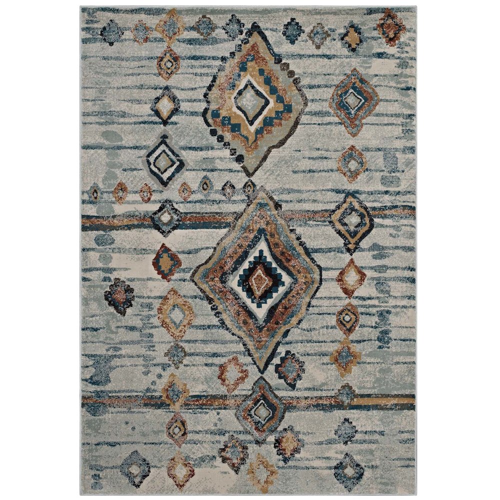 Jenica Distressed Moroccan Tribal Abstract Diamond 5x8 Area Rug. Picture 1