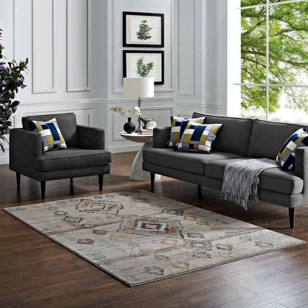 Jenica Distressed Moroccan Tribal Abstract Diamond 5x8 Area Rug. Picture 5