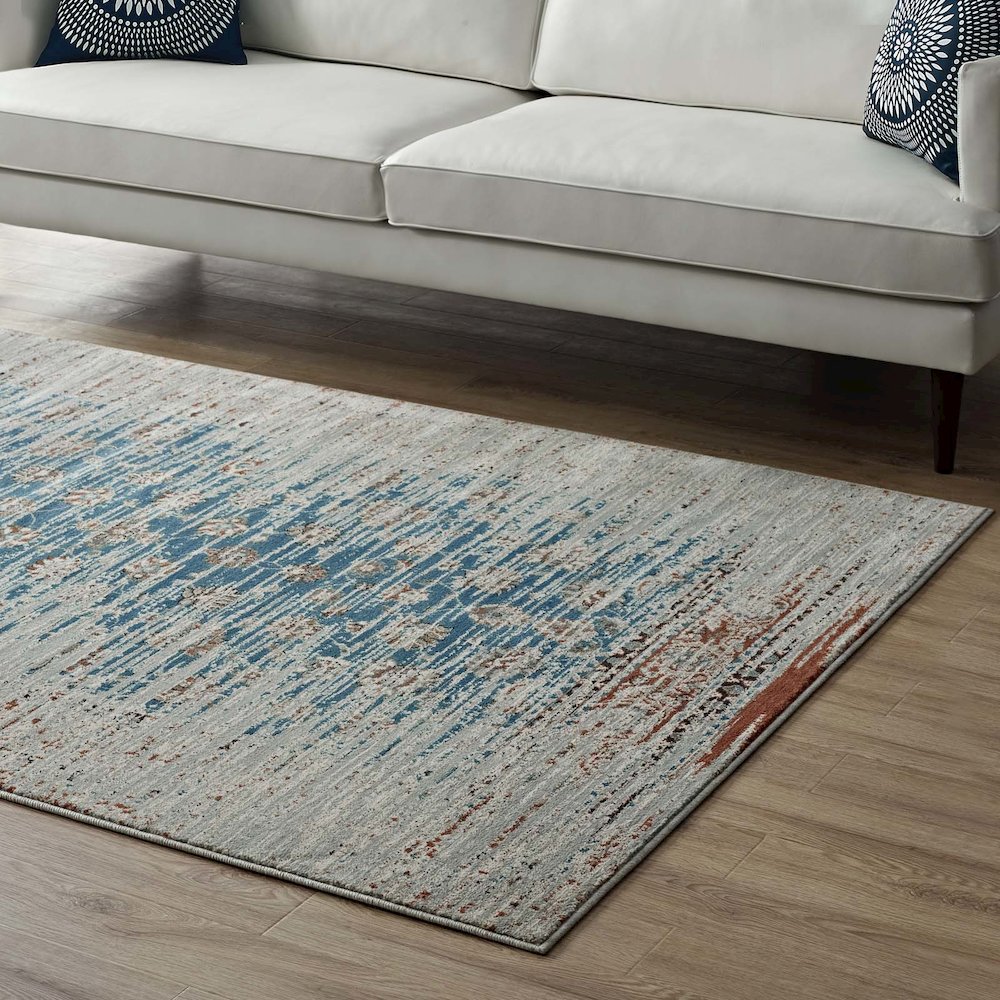Hesper Distressed Contemporary Floral Lattice 5x8 Area Rug. Picture 7