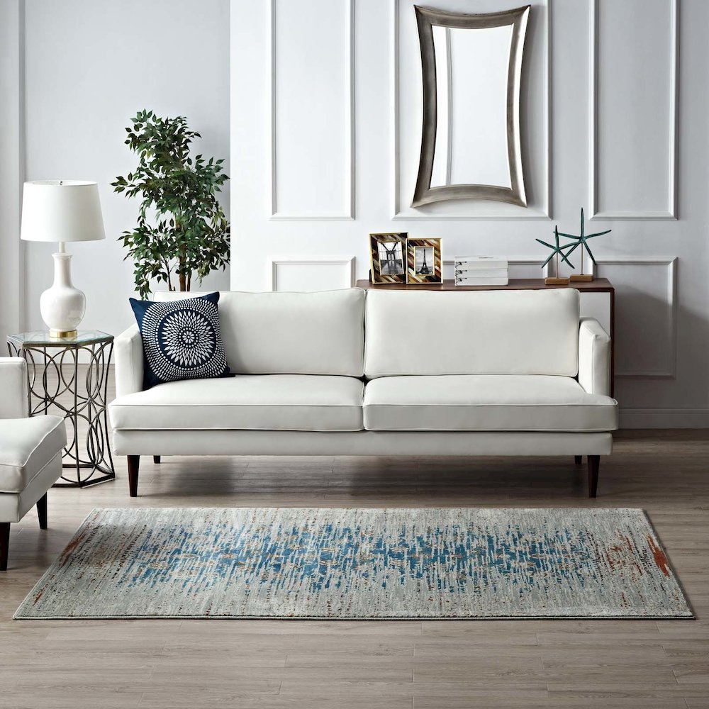 Hesper Distressed Contemporary Floral Lattice 8x10 Area Rug. Picture 6