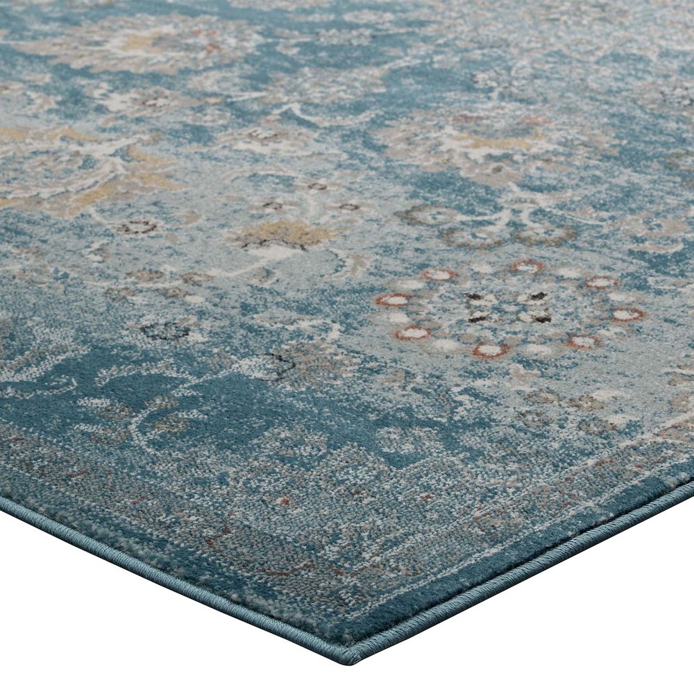 Cynara Distressed Floral Vintage Medallion 5x8 Area Rug. Picture 3