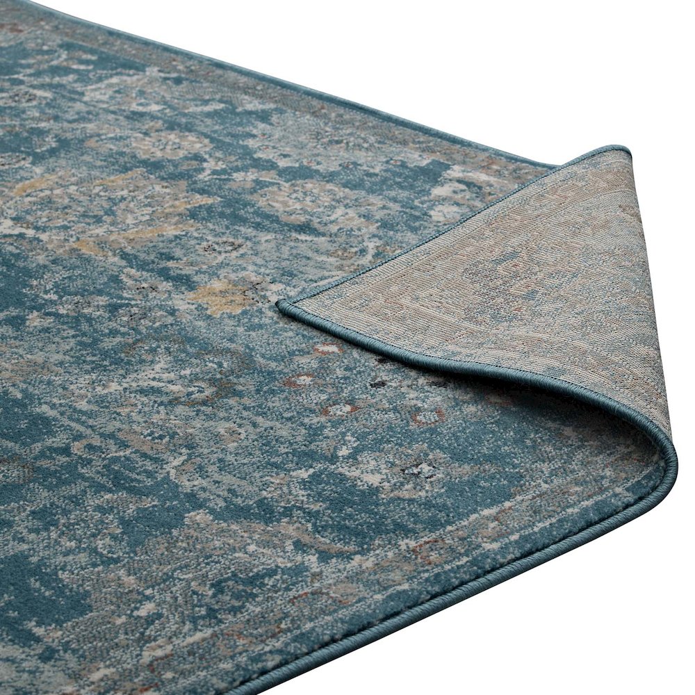 Cynara Distressed Floral Vintage Medallion 5x8 Area Rug. Picture 4