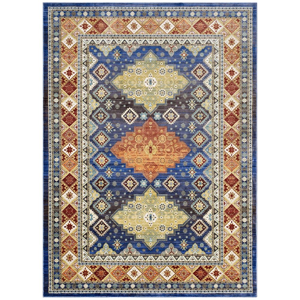 Atzi Distressed Southwestern Diamond Floral 4x6 Area Rug. Picture 1