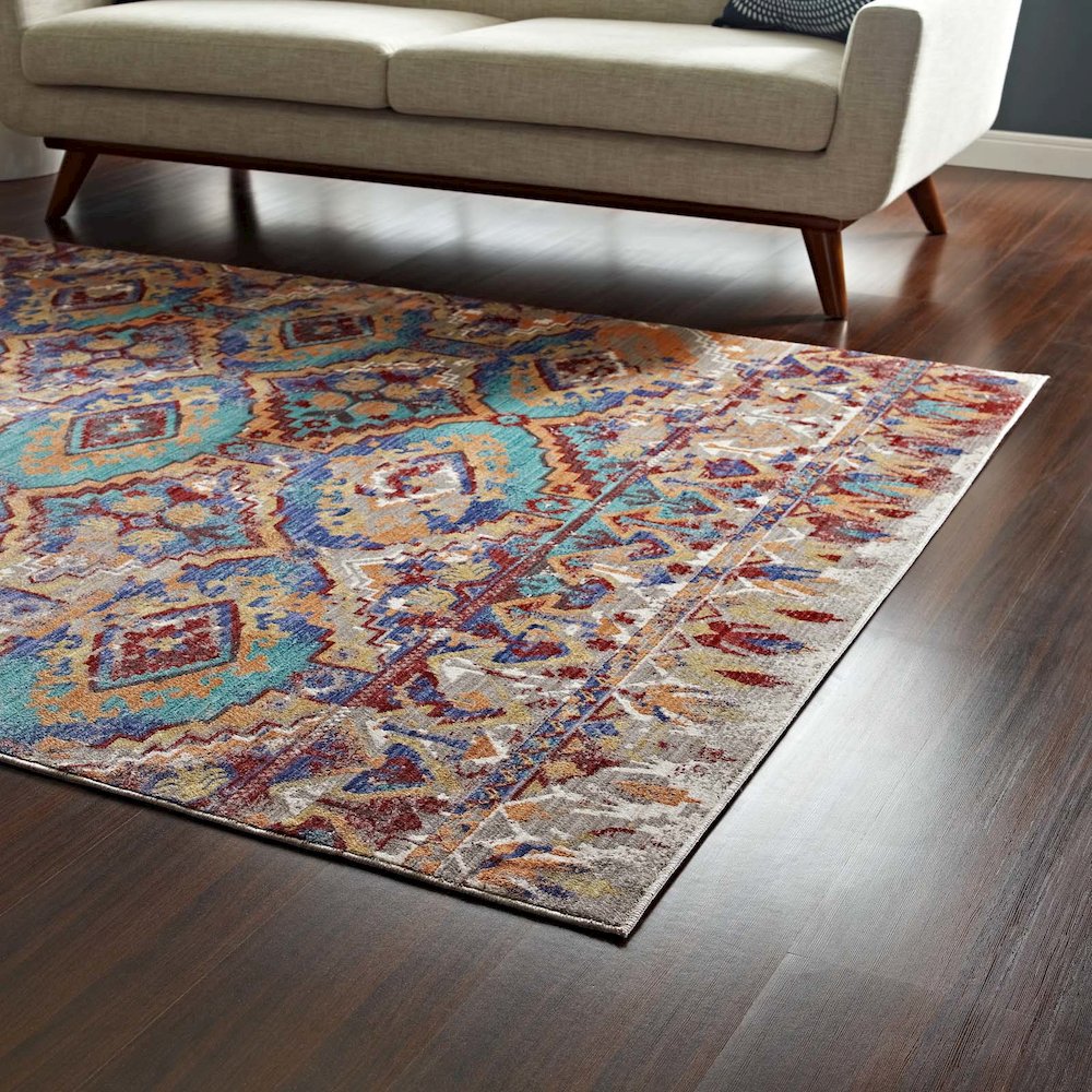 Centehua Distressed Southwestern Aztec 5x8 Area Rug. Picture 7