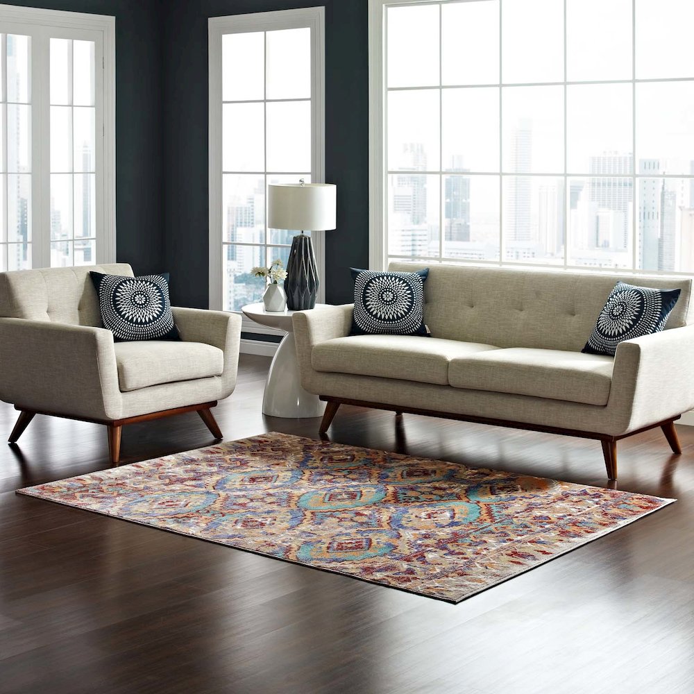 Centehua Distressed Southwestern Aztec 8x10 Area Rug. Picture 5