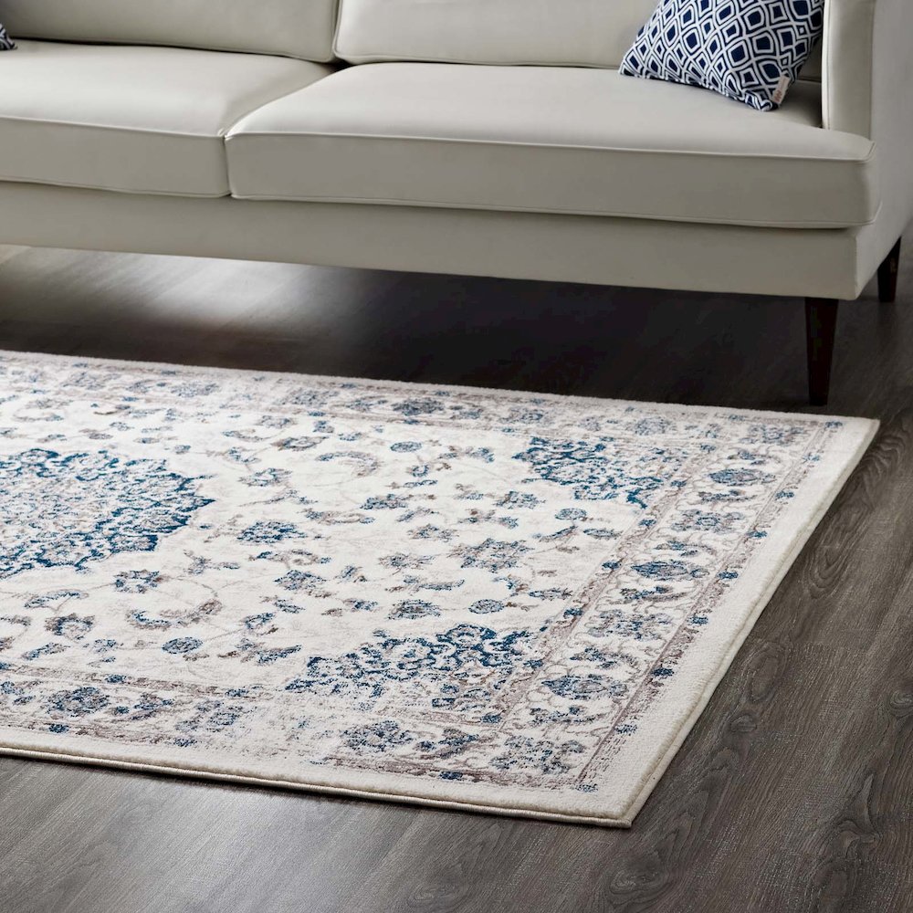 Lilja Distressed Vintage Medallion 5x8 Area Rug. Picture 7