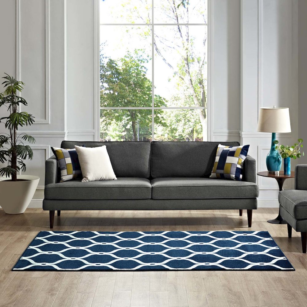 Beltara Chain Link Transitional Trellis 5x8 Area Rug. Picture 6