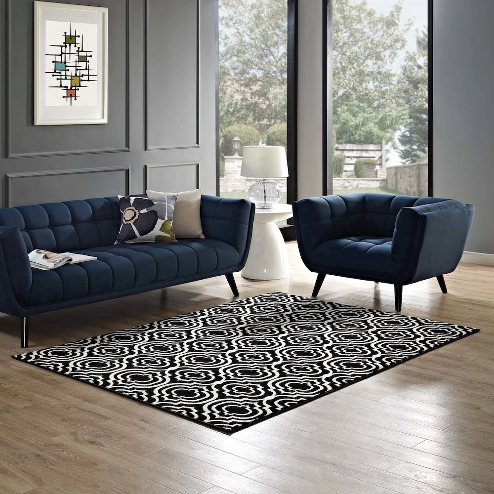 Frame Transitional Moroccan Trellis 8x10 Area Rug. Picture 5