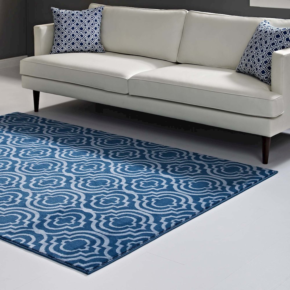 Frame Transitional Moroccan Trellis 5x8 Area Rug. Picture 7