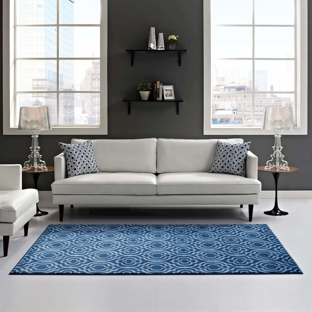 Frame Transitional Moroccan Trellis 5x8 Area Rug. Picture 6