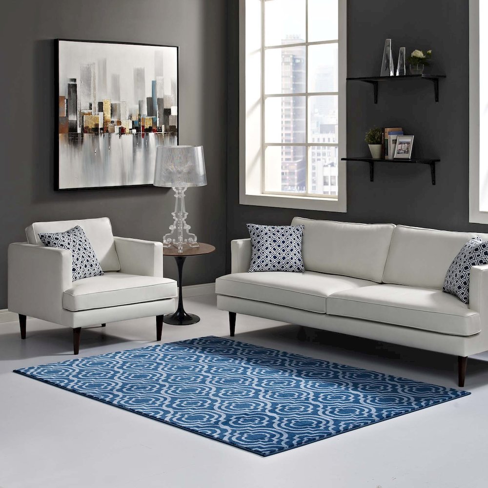 Frame Transitional Moroccan Trellis 5x8 Area Rug. Picture 5