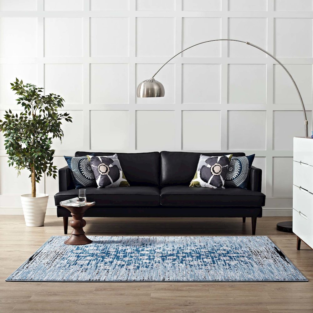 Chiara Distressed Floral Lattice Contemporary 5x8 Area Rug. Picture 6