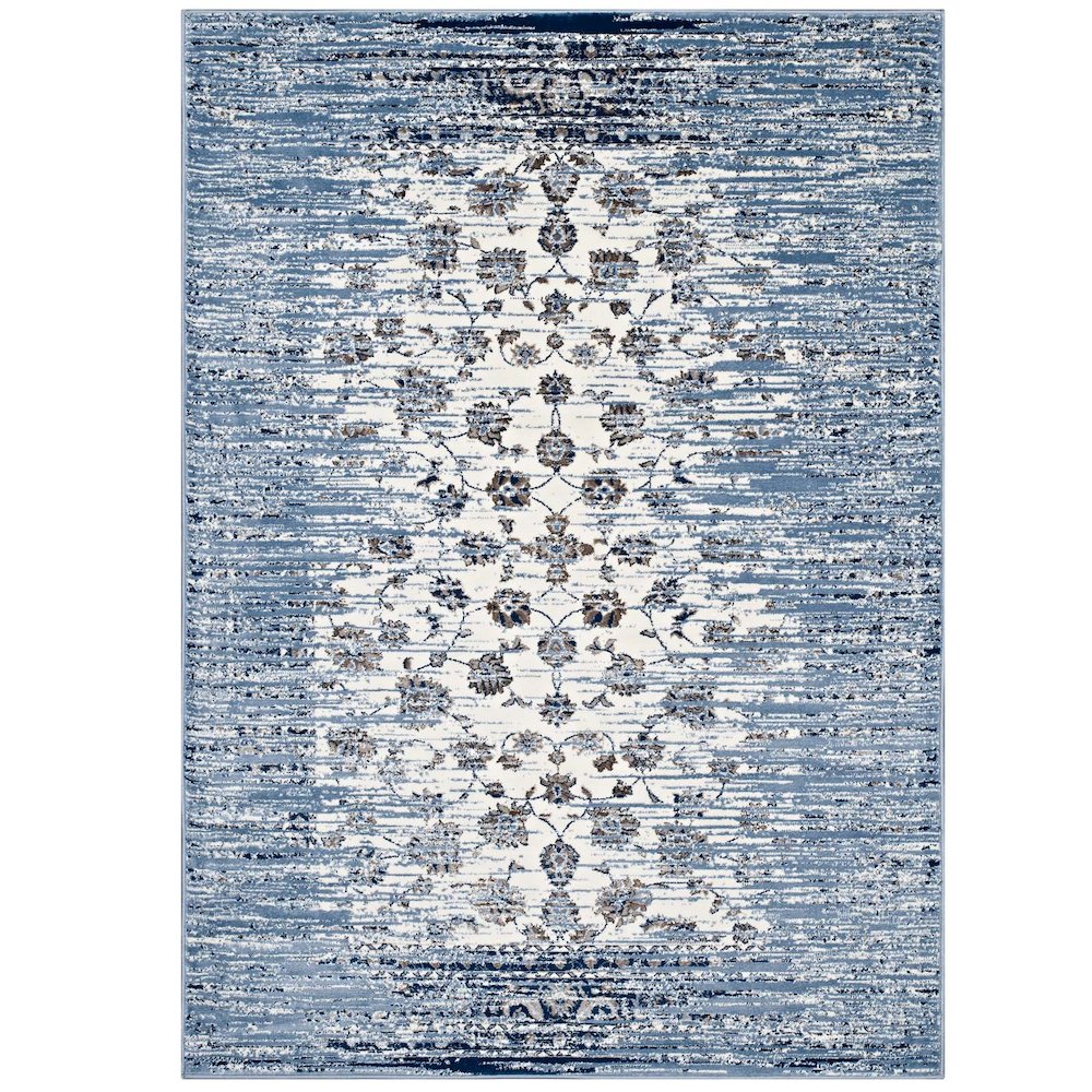 Chiara Distressed Floral Lattice Contemporary 5x8 Area Rug. Picture 1