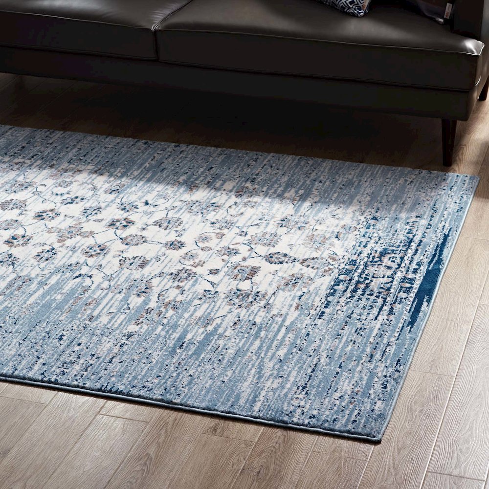 Chiara Distressed Floral Lattice Contemporary 8x10 Area Rug. Picture 7