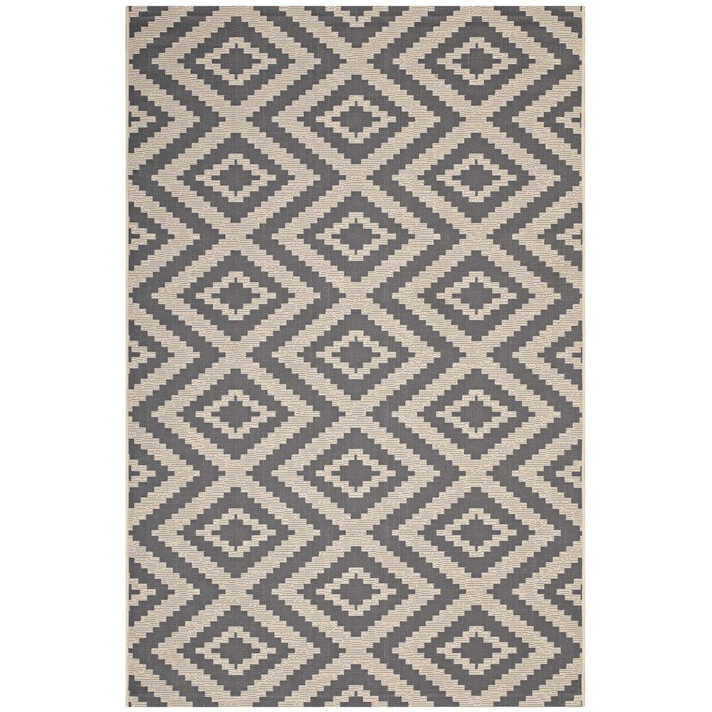Jagged Geometric Diamond Trellis Indoor and Outdoor 5x8 Area Rug. Picture 1