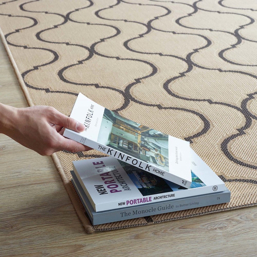 Linza Wave Abstract Trellis Indoor and Outdoor 5x8 Area Rug. Picture 8