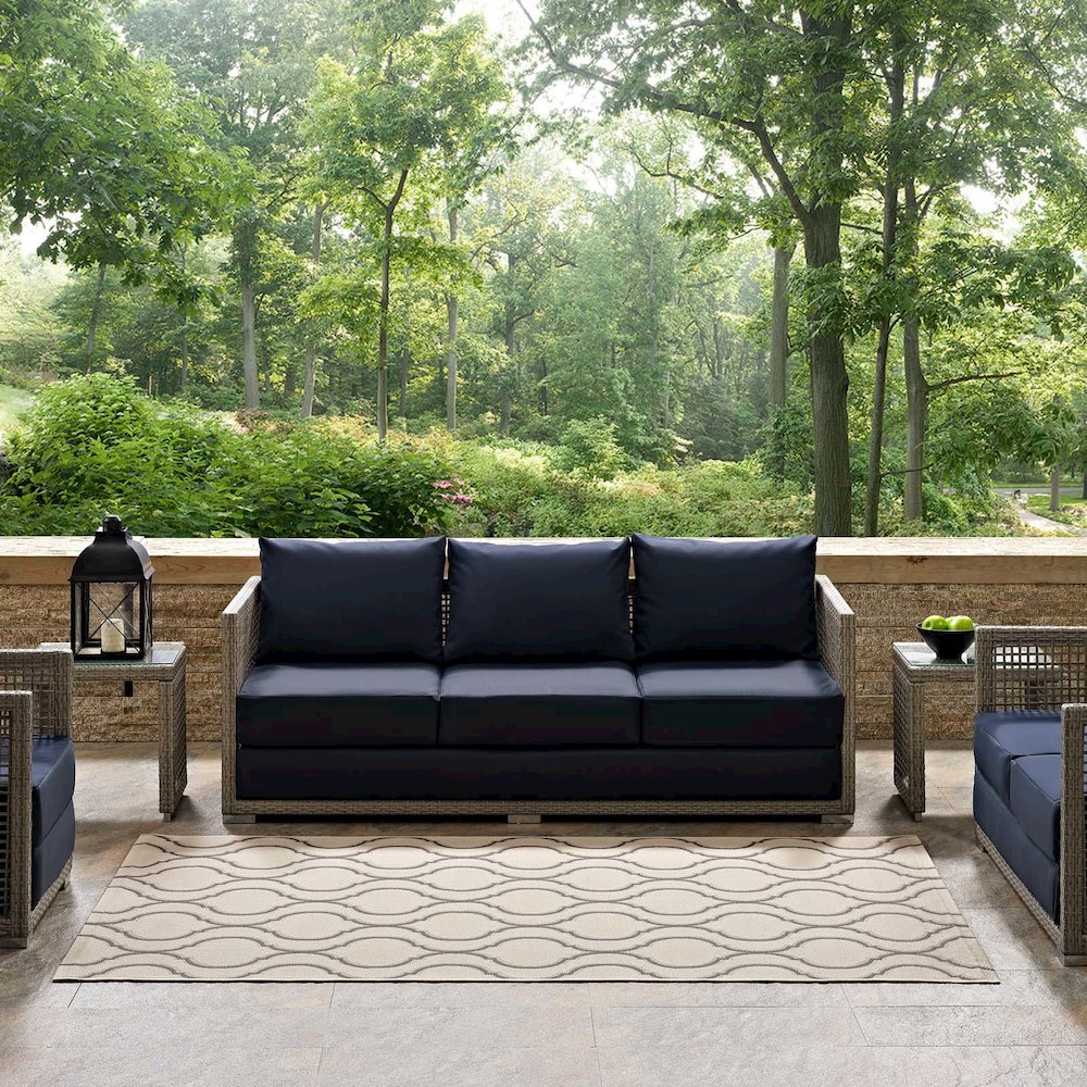 Linza Wave Abstract Trellis Indoor and Outdoor 5x8 Area Rug. Picture 6