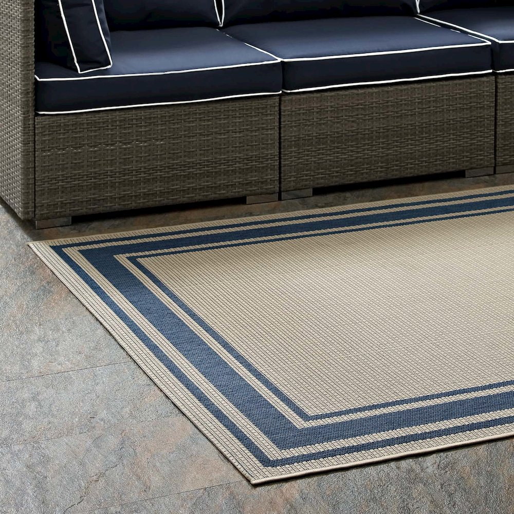 Rim Solid Border Indoor and Outdoor 5x8 Area Rug. Picture 7
