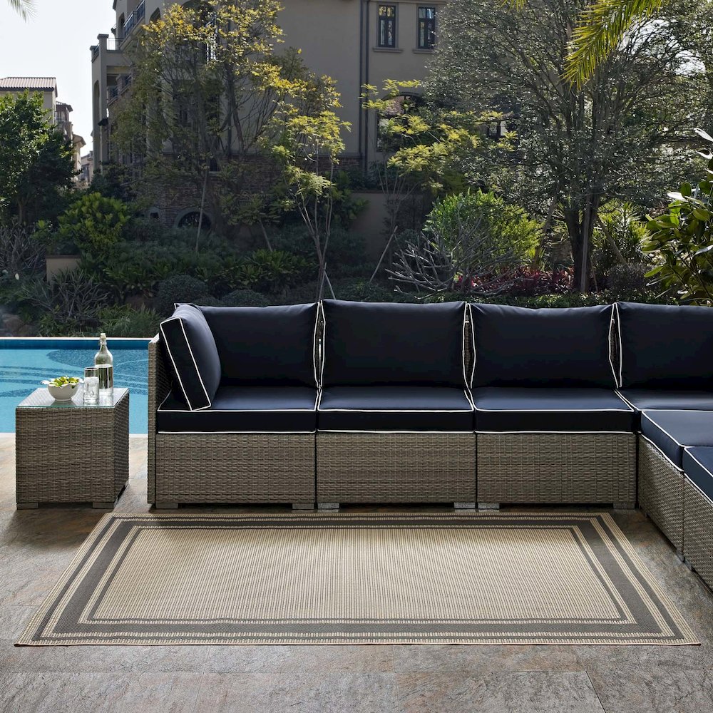 Rim Solid Border Indoor and Outdoor 5x8 Area Rug. Picture 6