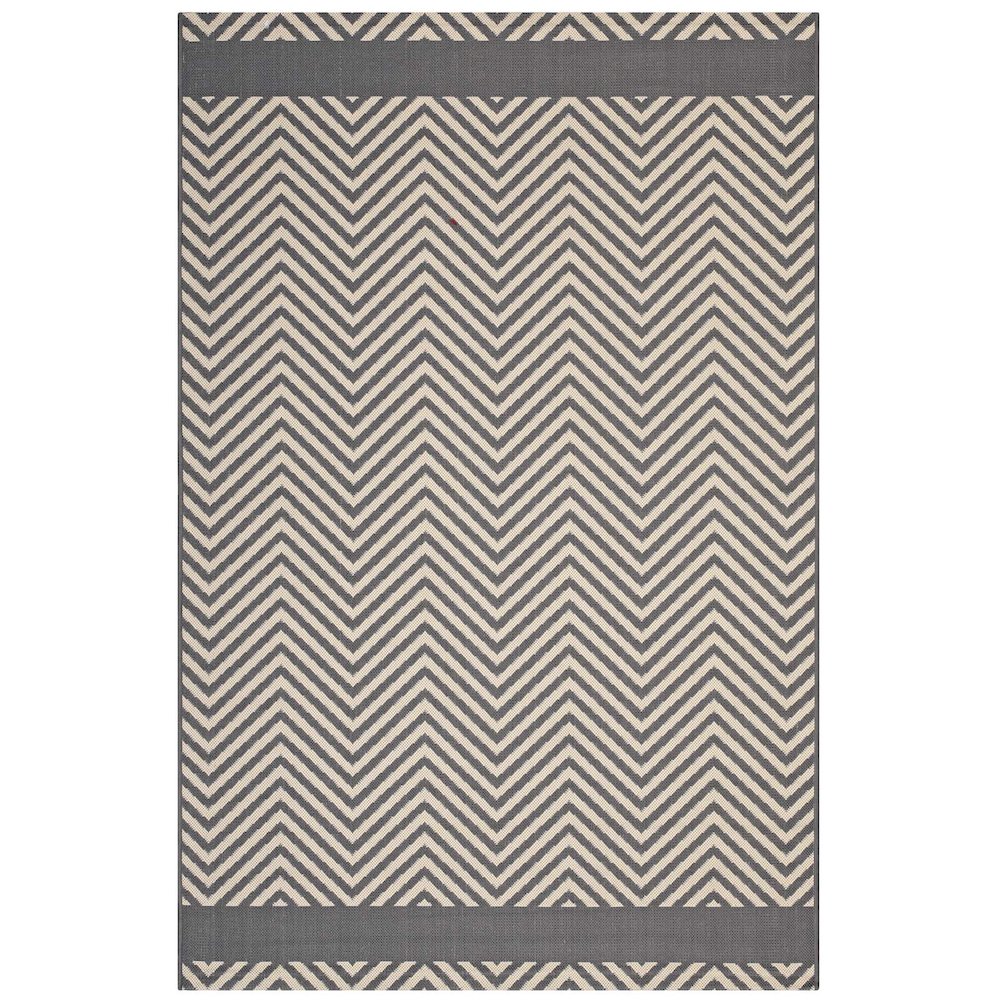 Optica Chevron With End Borders Indoor and Outdoor 5x8 Area Rug. Picture 1