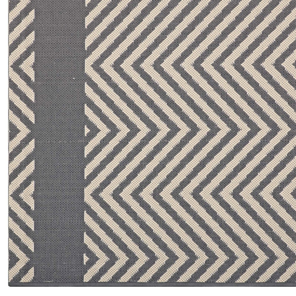 Optica Chevron With End Borders Indoor and Outdoor 5x8 Area Rug. Picture 2