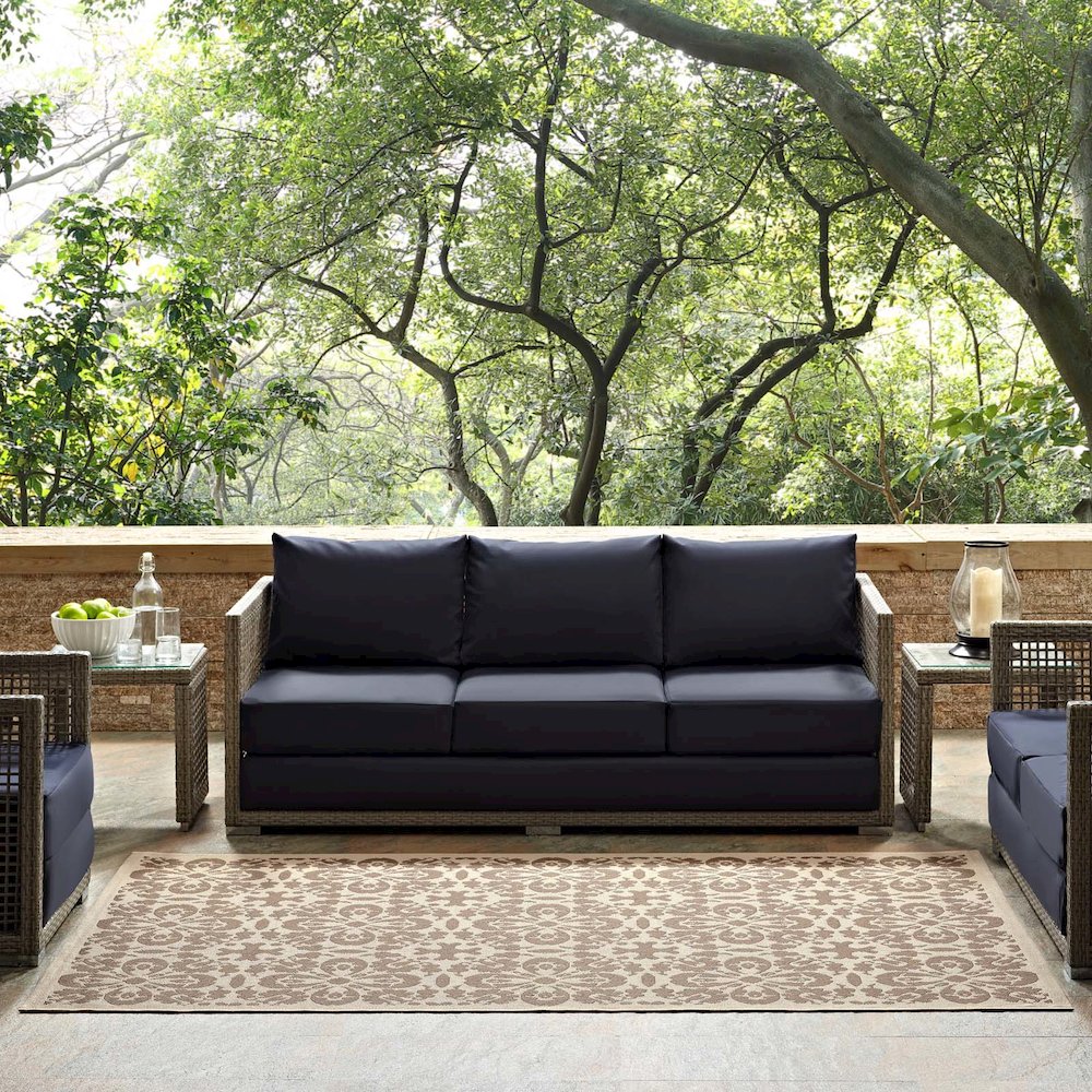 Ariana Vintage Floral Trellis Indoor and Outdoor 5x8 Area Rug. Picture 6