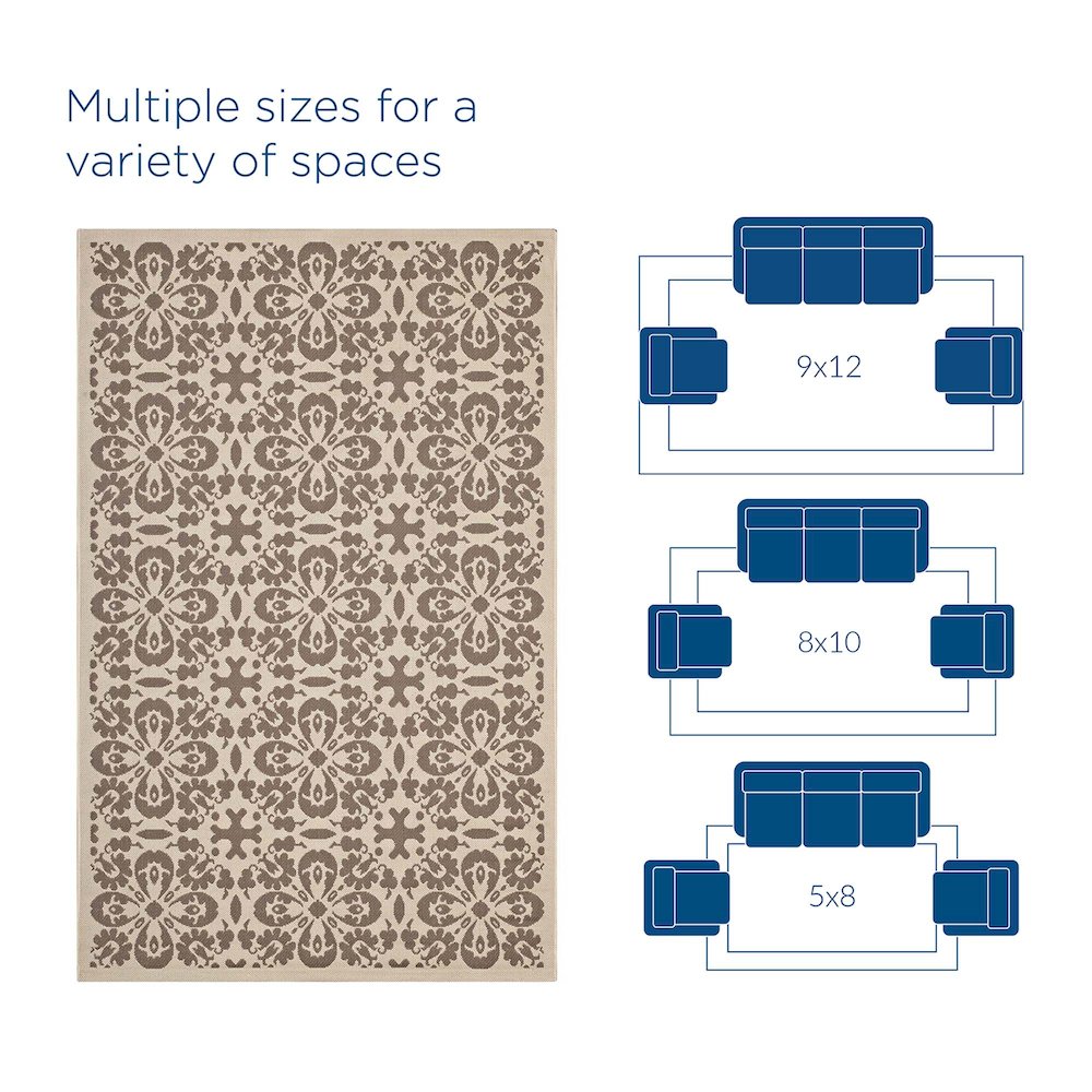 Ariana Vintage Floral Trellis Indoor and Outdoor 9x12 Area Rug. Picture 2