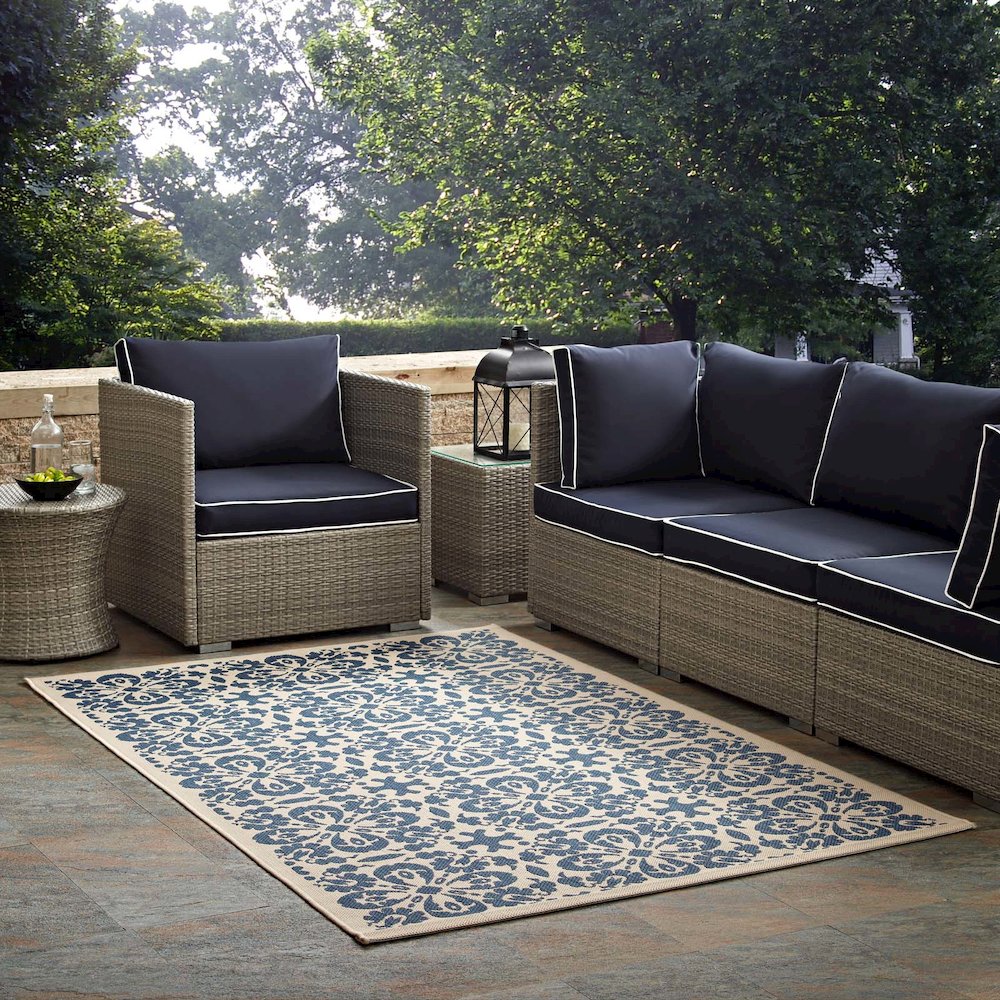 Ariana Vintage Floral Trellis Indoor and Outdoor 5x8 Area Rug. Picture 5