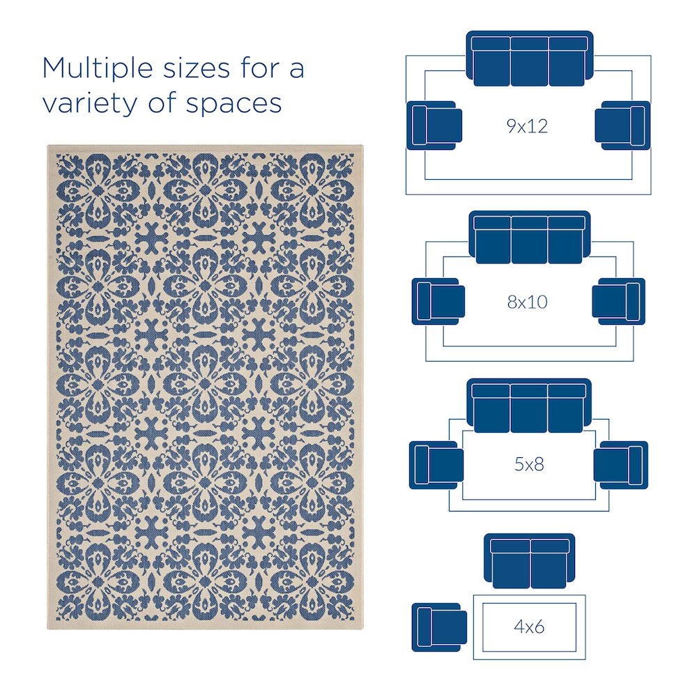 Ariana Vintage Floral Trellis Indoor and Outdoor 9x12 Area Rug. Picture 2
