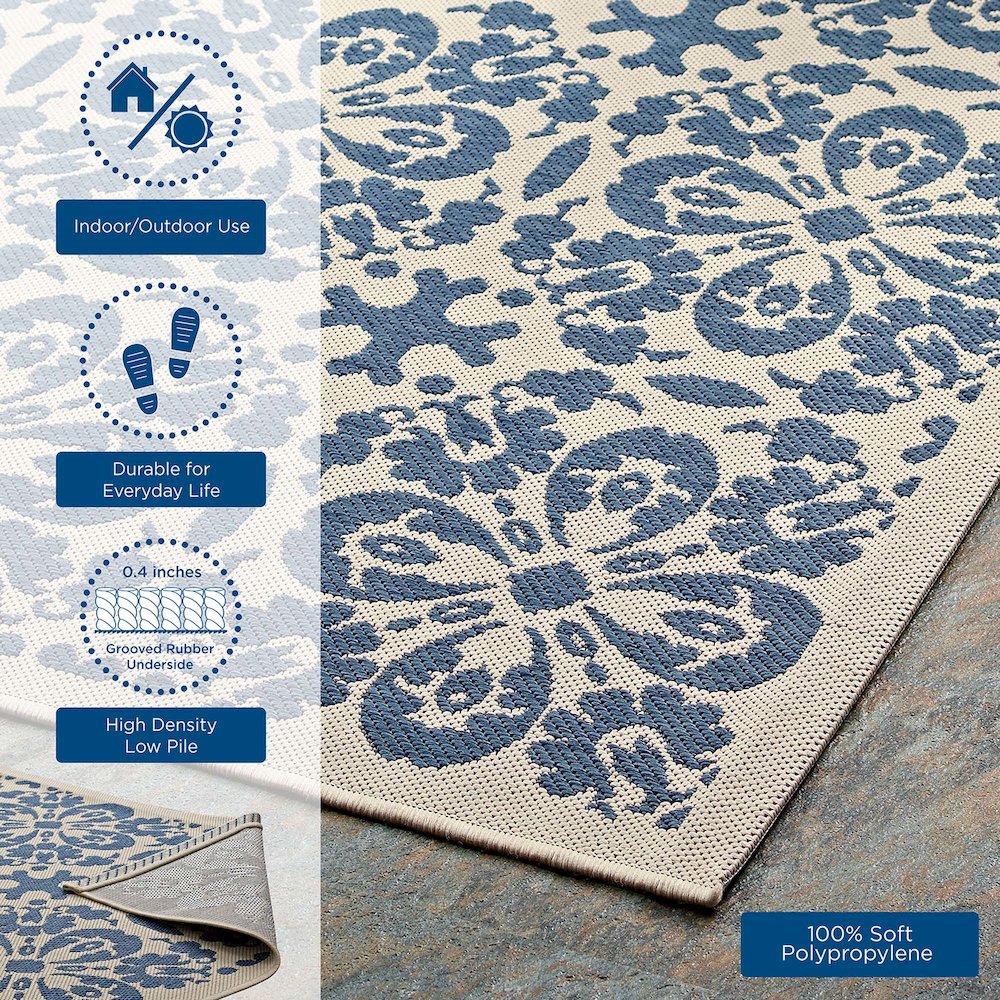 Ariana Vintage Floral Trellis Indoor and Outdoor 9x12 Area Rug. Picture 3