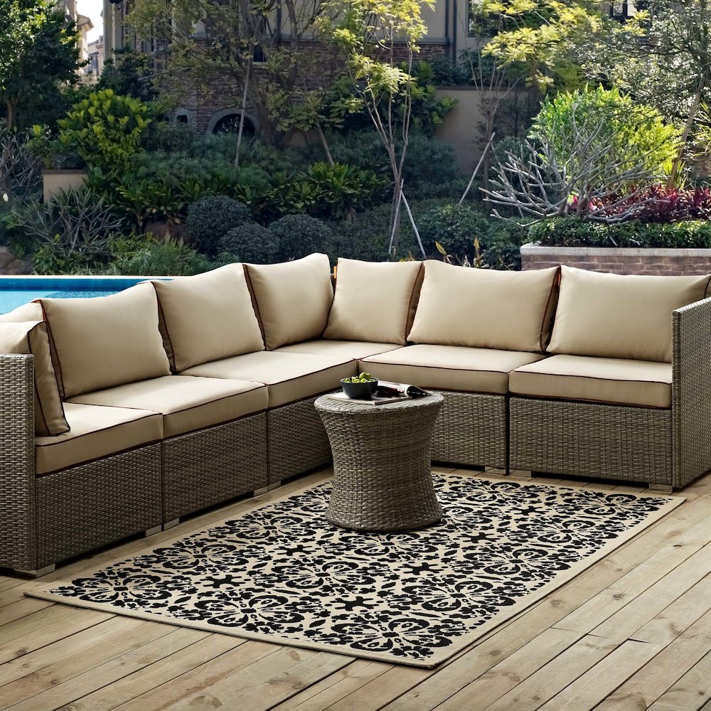 Ariana Vintage Floral Trellis Indoor and Outdoor 5x8 Area Rug. Picture 5