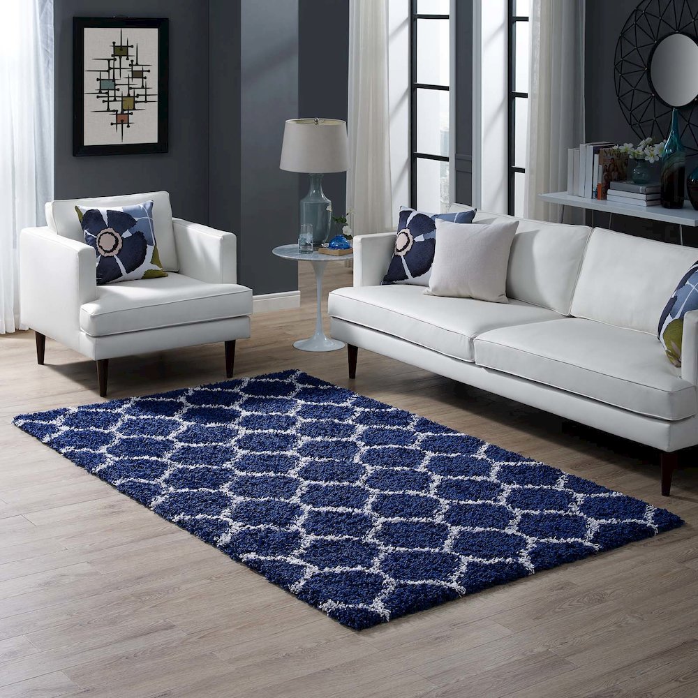 Solvea Moroccan Trellis 5x8 Shag Area Rug. Picture 5