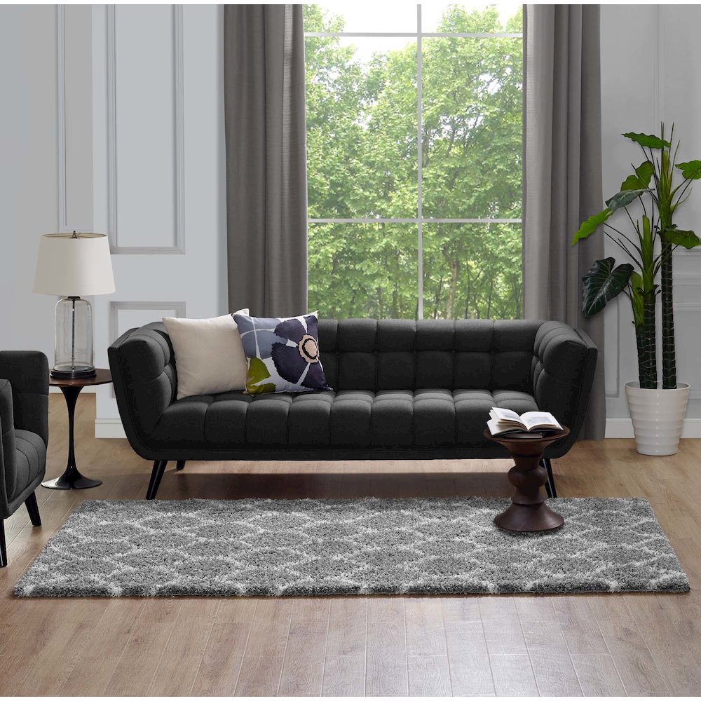 Solvea Moroccan Trellis 5x8 Shag Area Rug. Picture 6