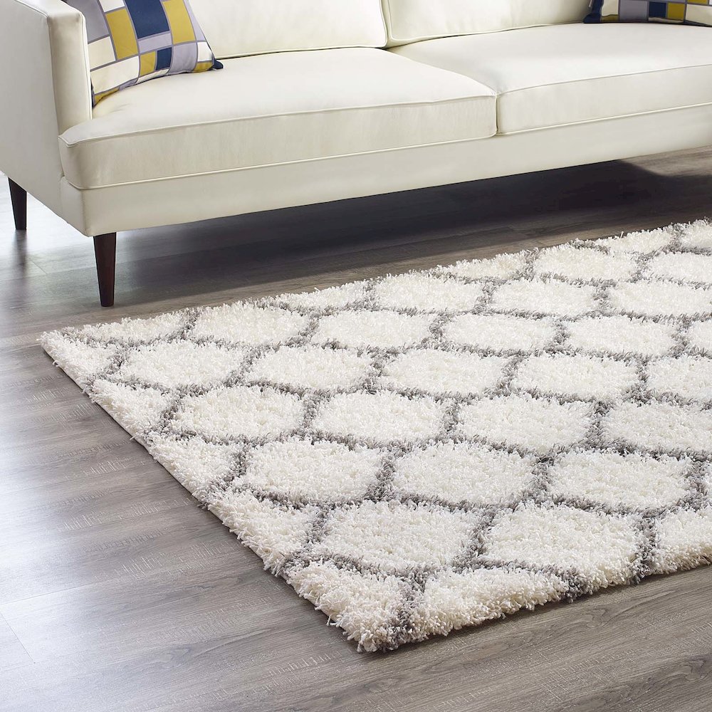 Solvea Moroccan Trellis 5x8 Shag Area Rug. Picture 7