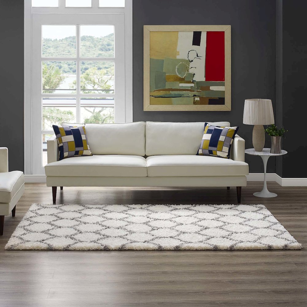 Solvea Moroccan Trellis 5x8 Shag Area Rug. Picture 6