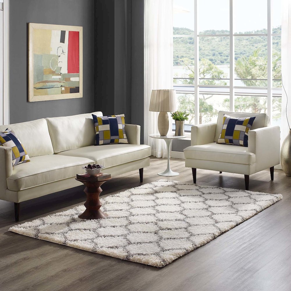 Solvea Moroccan Trellis 5x8 Shag Area Rug. Picture 5